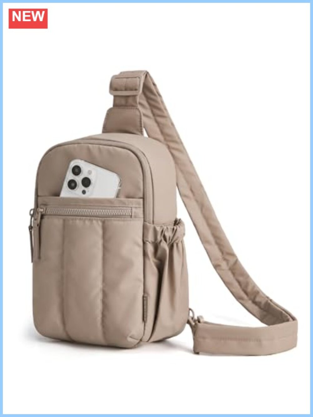 Small Crossbody Sling Bag Puffer Fanny Pack Water-Resistant Nylon